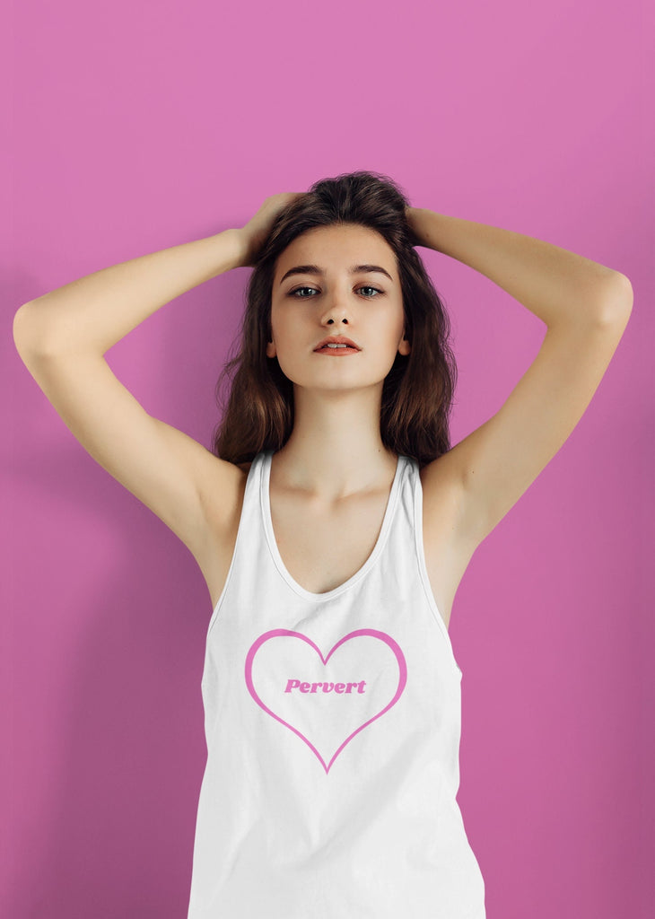 Pervert Graphic Print Women's Tank Top, Perverted Clothes, Perverted Heart Shirt